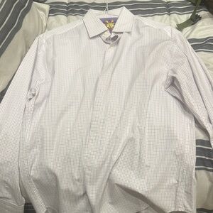 Robert Graham White and Gray Checkered Dress Shirt